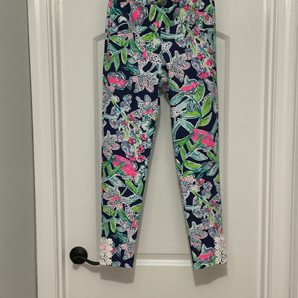 Lilly Pulitzer Navy and Pink Floral Leggings